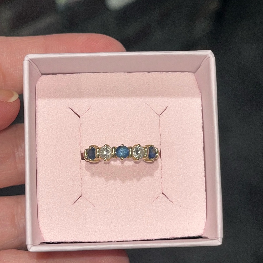 14k gold natural diamond and sapphire ring